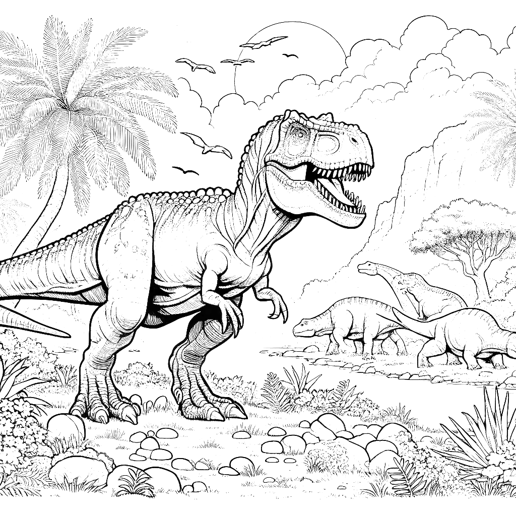 Free printable Allosaurus dinosaur coloring page 1