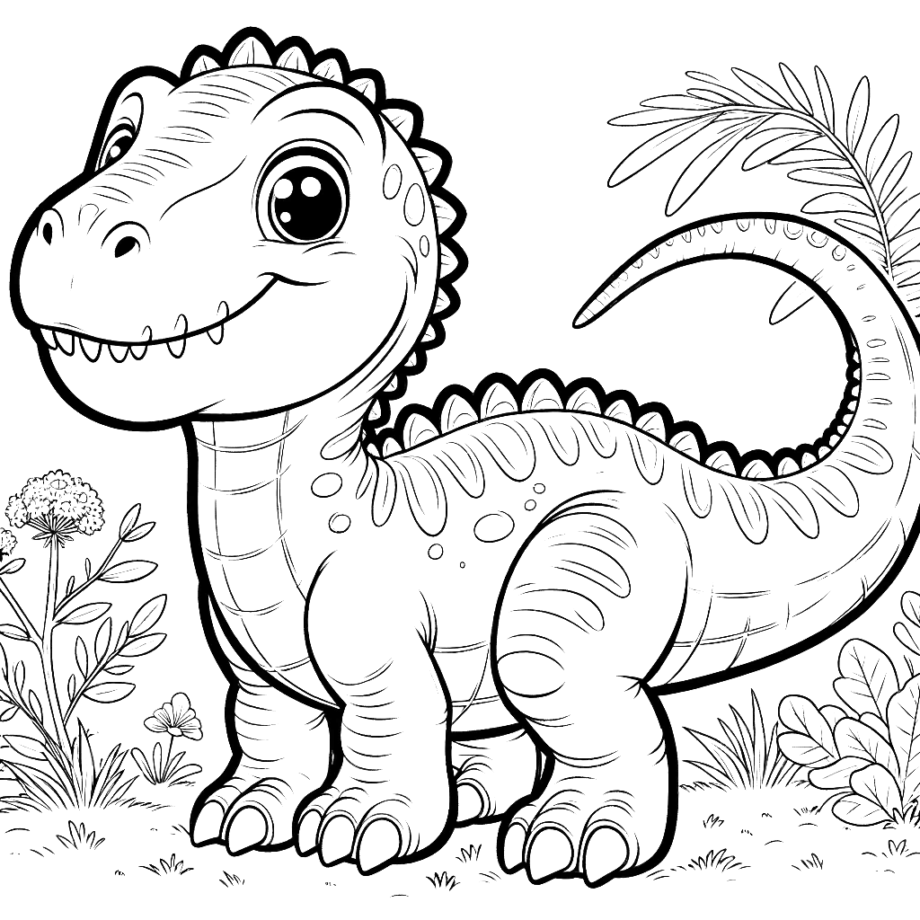 Free printable Allosaurus dinosaur coloring page 11 black and white outline