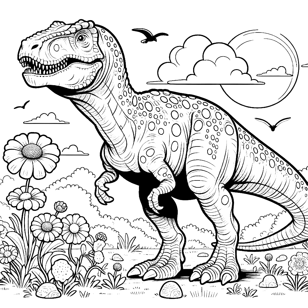 Free printable Allosaurus dinosaur coloring page 12 easy to color