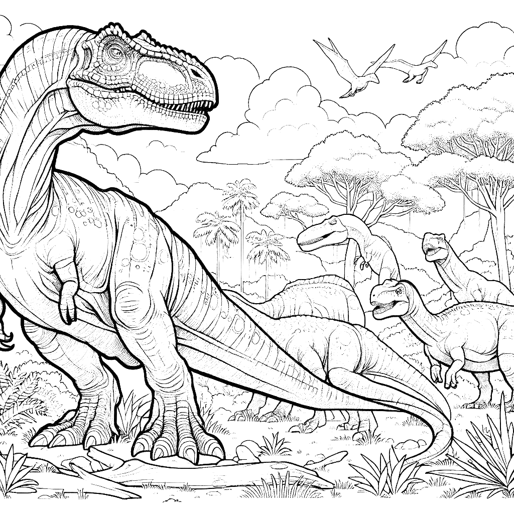Free printable Allosaurus dinosaur coloring page 17 to print and color