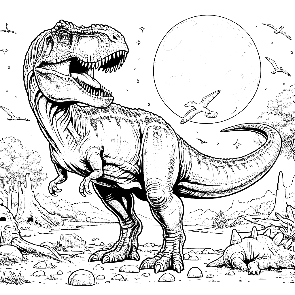 Free printable Allosaurus dinosaur coloring page 2 for kids