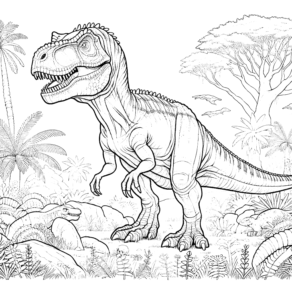 Free printable Allosaurus dinosaur coloring page 21 for kids and adults