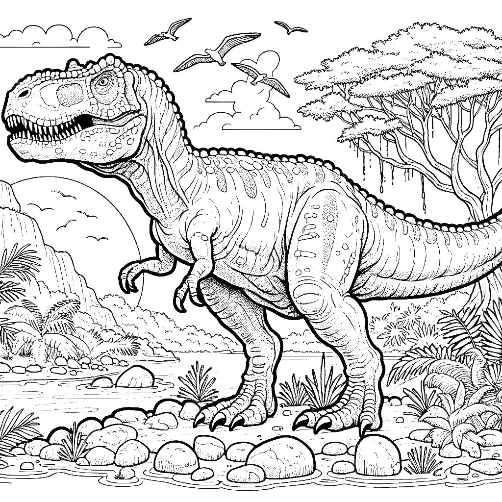 Free printable Allosaurus dinosaur coloring page 3 to print and color