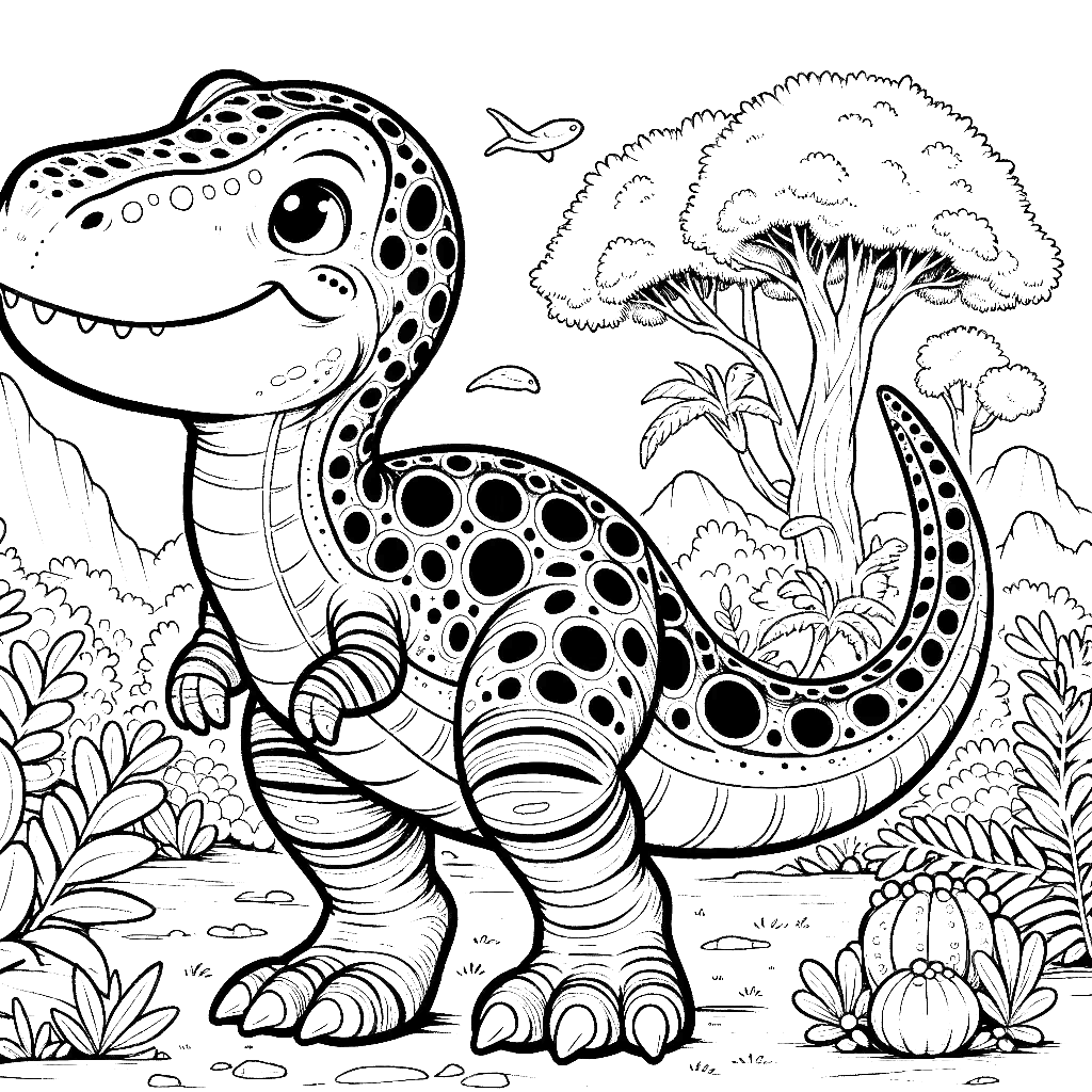Free printable Allosaurus dinosaur coloring page 5 easy to color