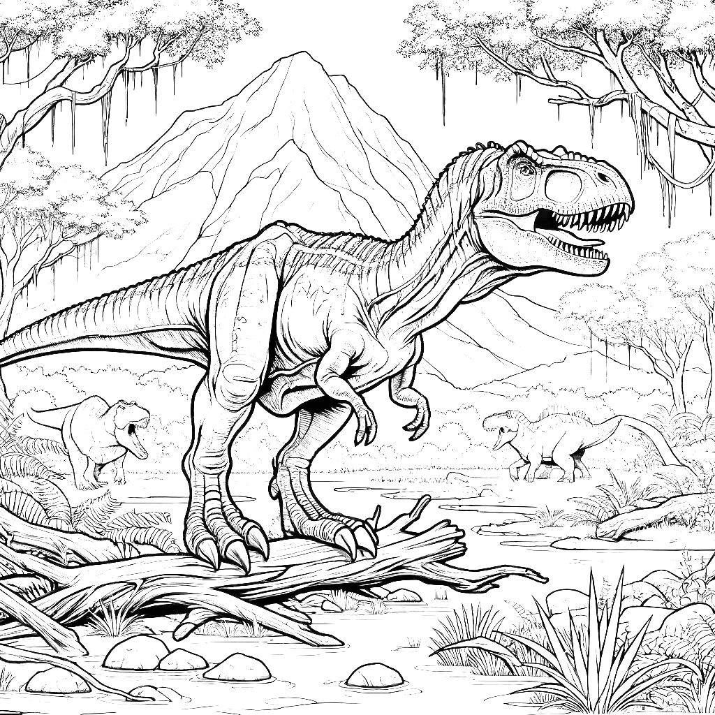 Free printable Allosaurus dinosaur coloring page 7 for kids and adults
