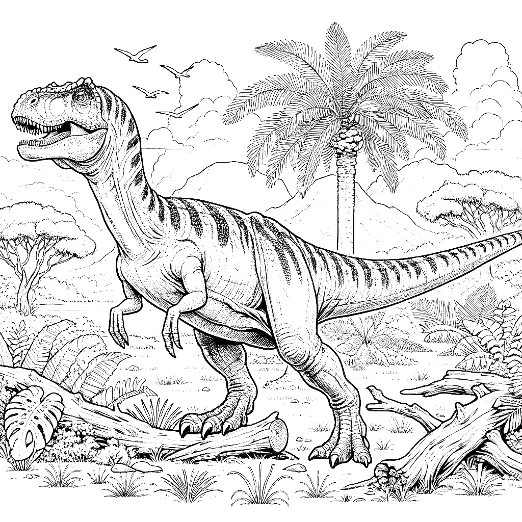 Free printable Allosaurus dinosaur coloring page 8