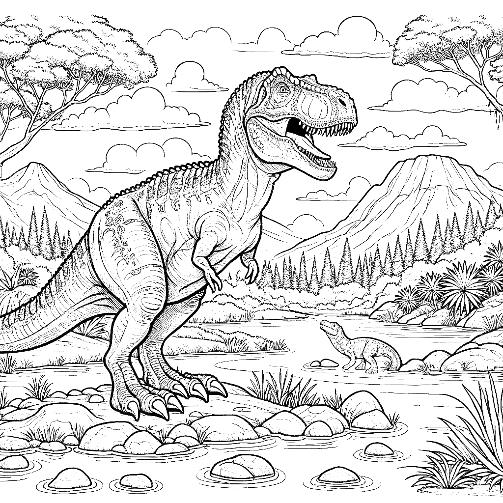 Free printable Allosaurus dinosaur coloring page 9 for kids