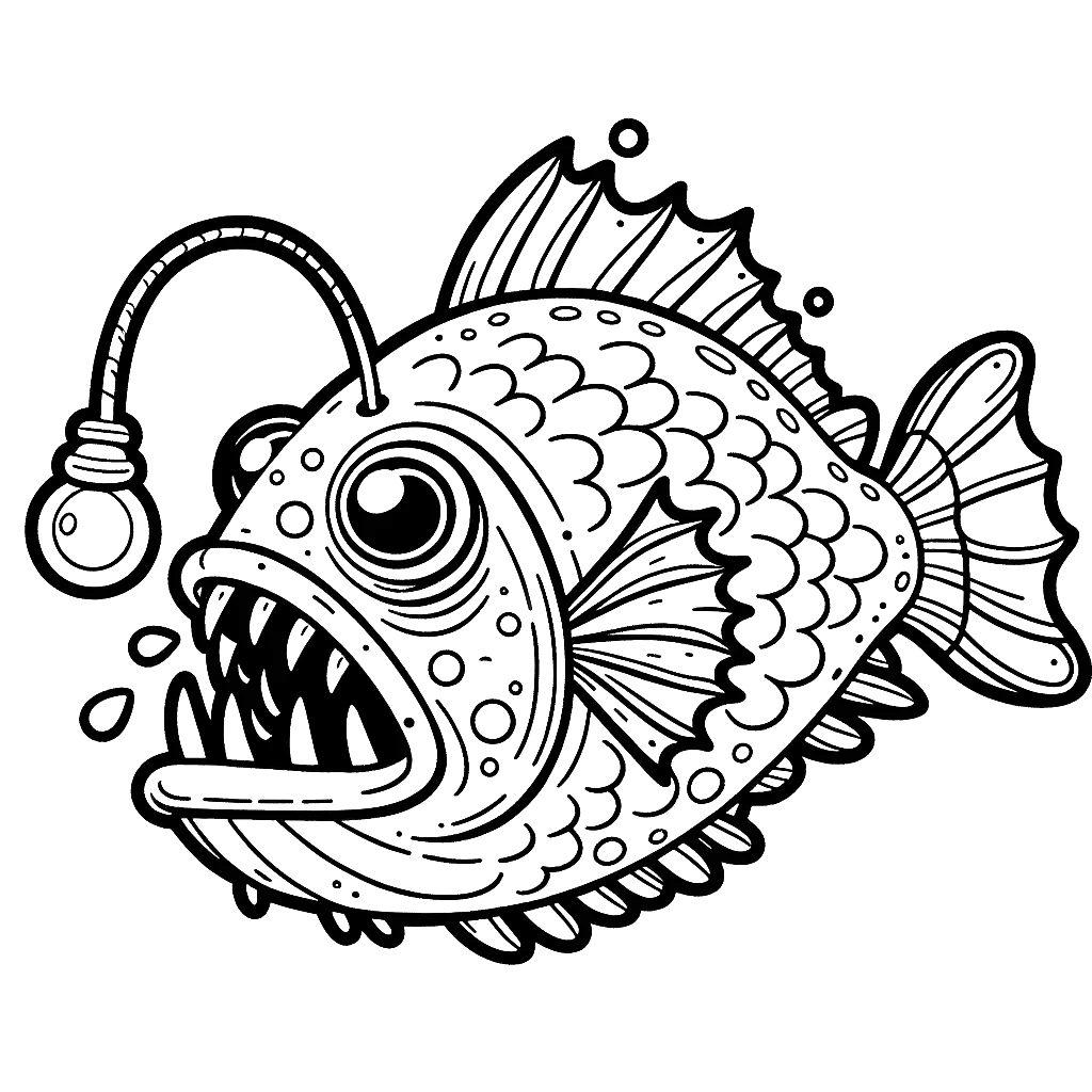 Free printable anglerfish coloring page 1
