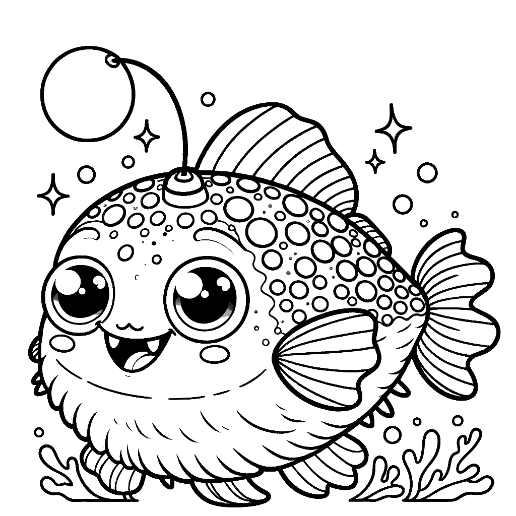 Free printable anglerfish coloring page 12 easy to color
