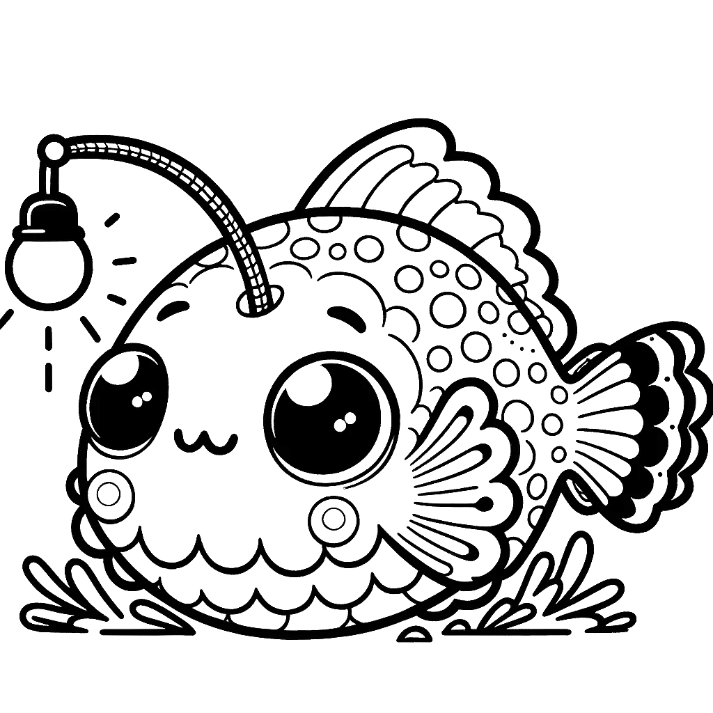 Free printable anglerfish coloring page 13 detailed line art