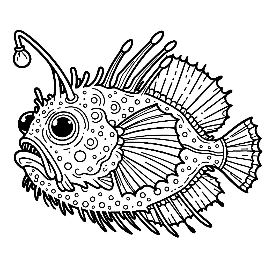 Free printable anglerfish coloring page 2 for kids