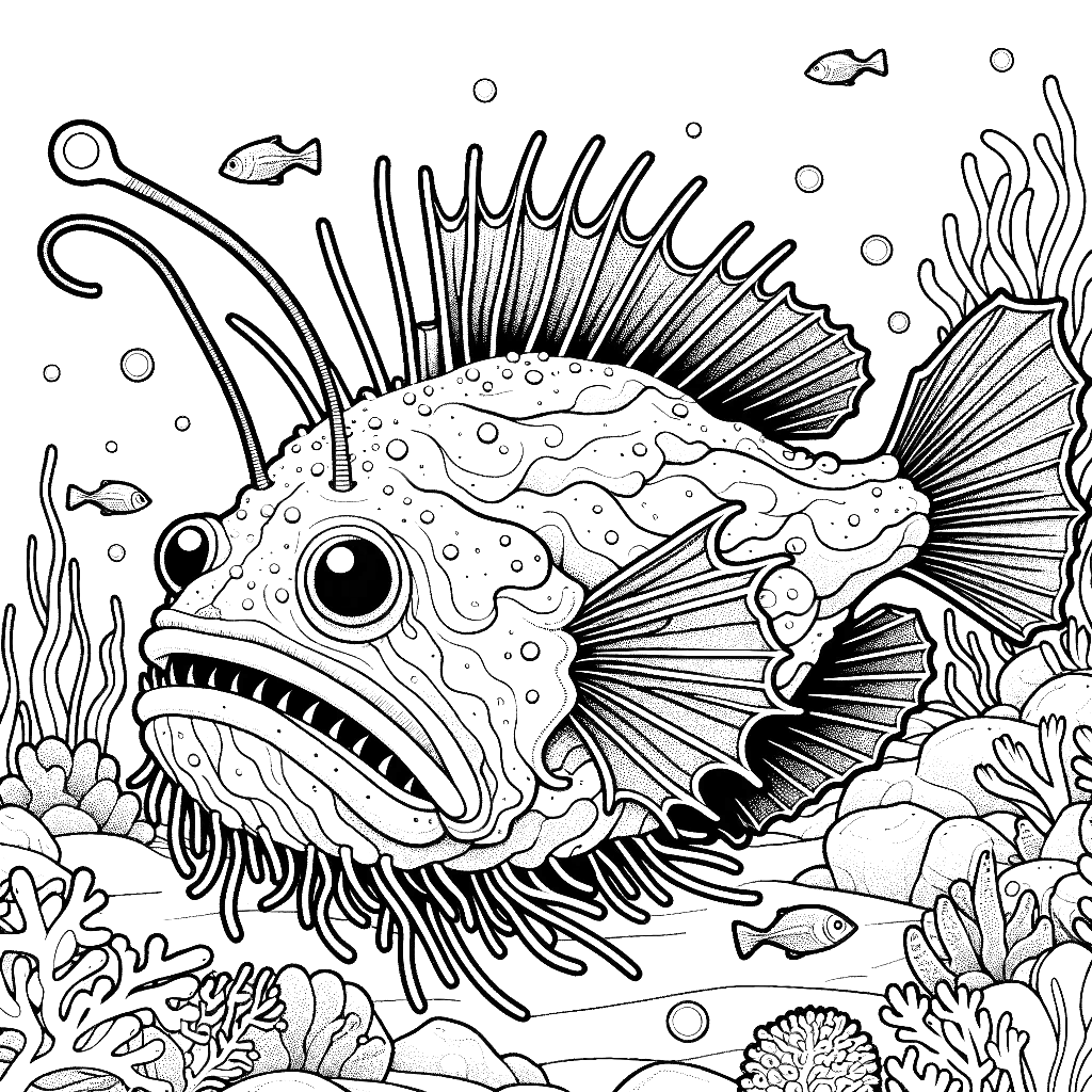 Free printable anglerfish coloring page 3 to print and color