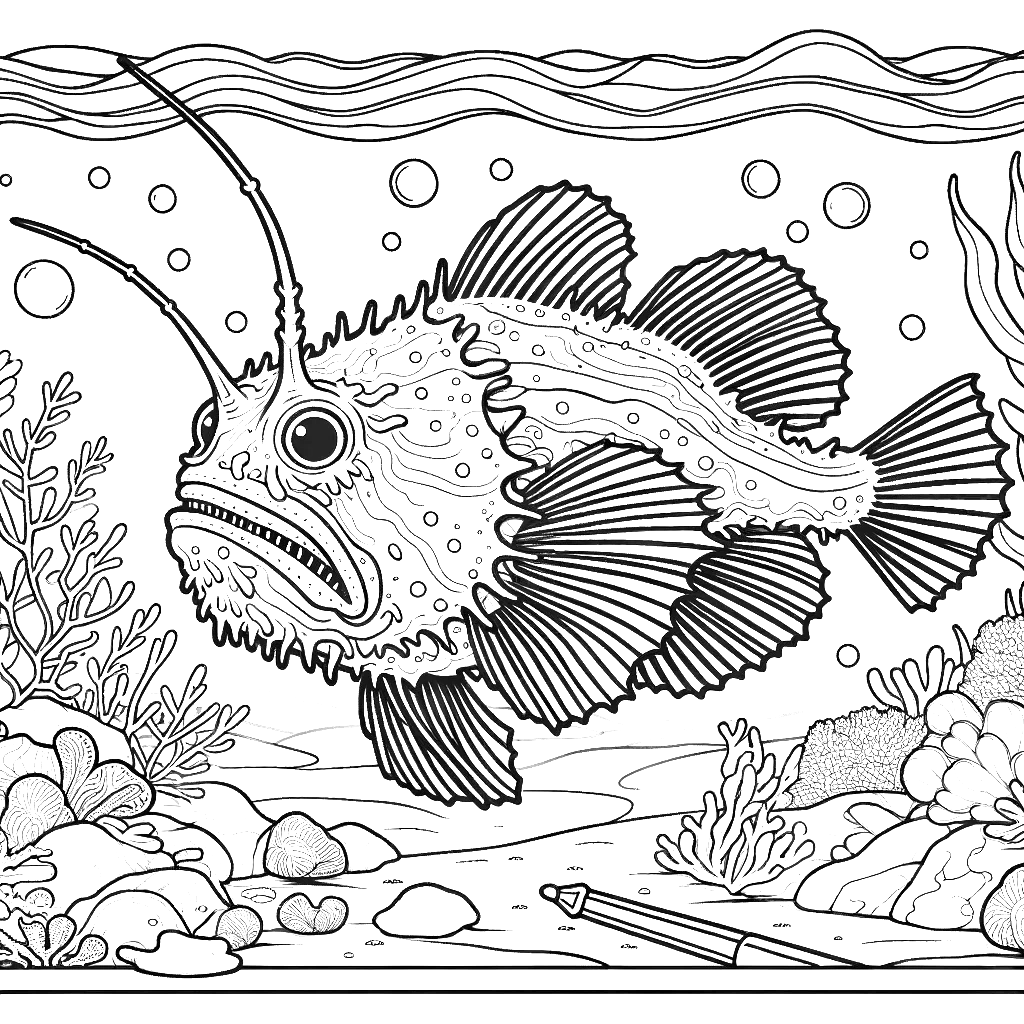 Free printable anglerfish coloring page 5 easy to color