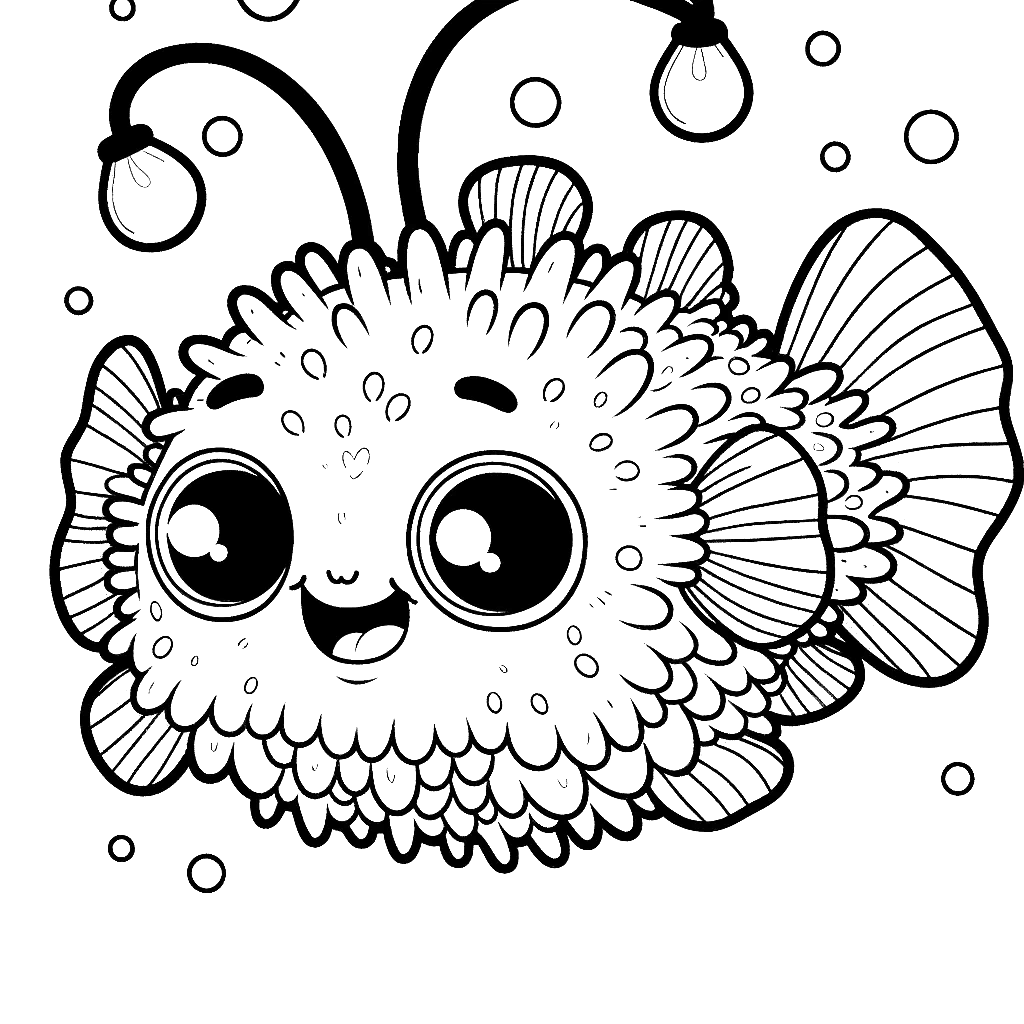 Free printable anglerfish coloring page 6 detailed line art