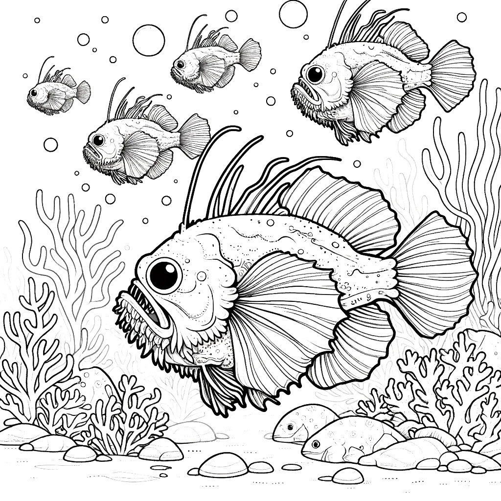 Free printable anglerfish coloring page 8