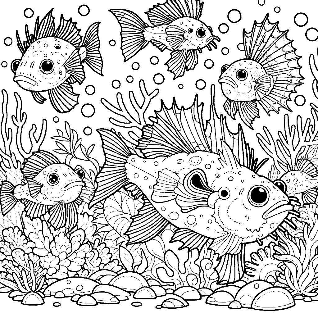 Free printable anglerfish coloring page 9 for kids