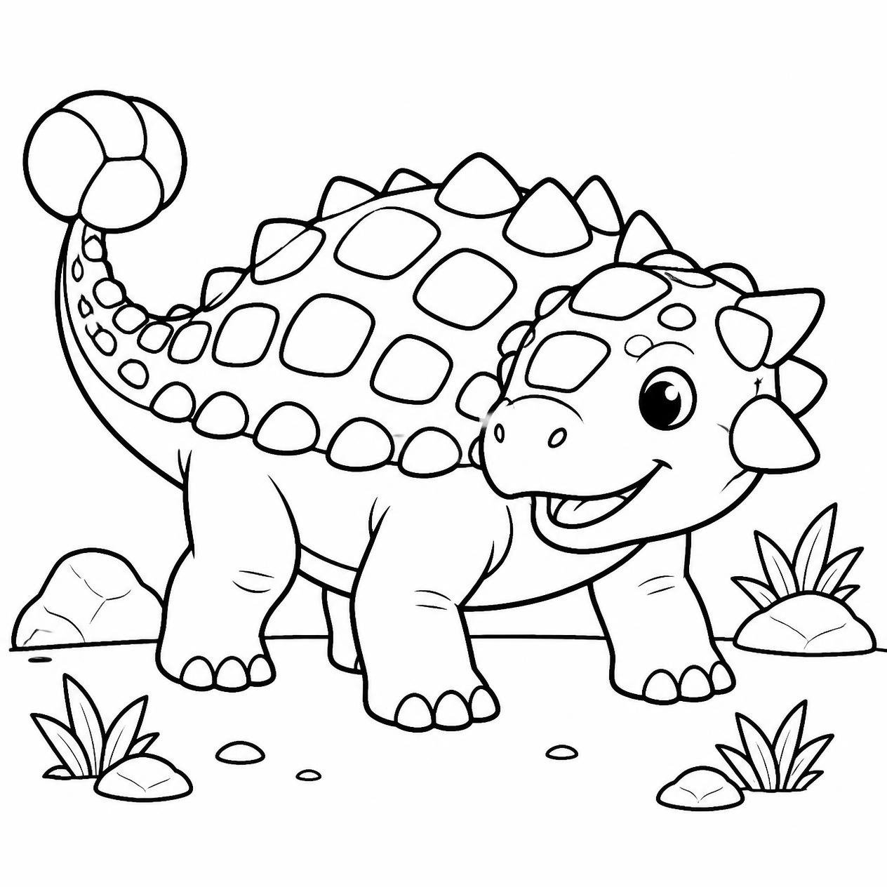 Free printable Ankylosaurus dinosaur coloring page 1