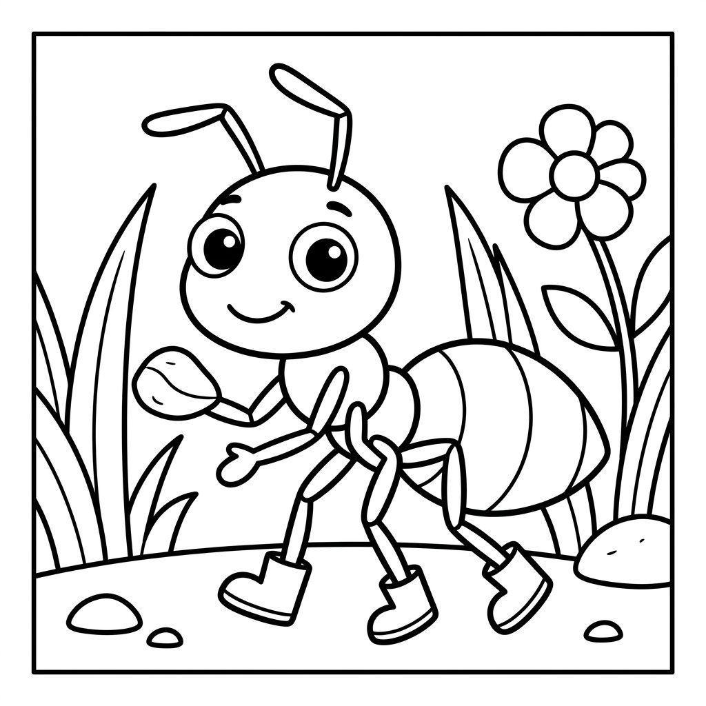 Free printable ant coloring page 1
