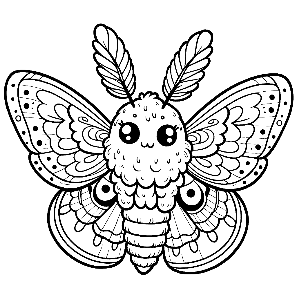 Free printable atlas moth coloring page 3 to print and color