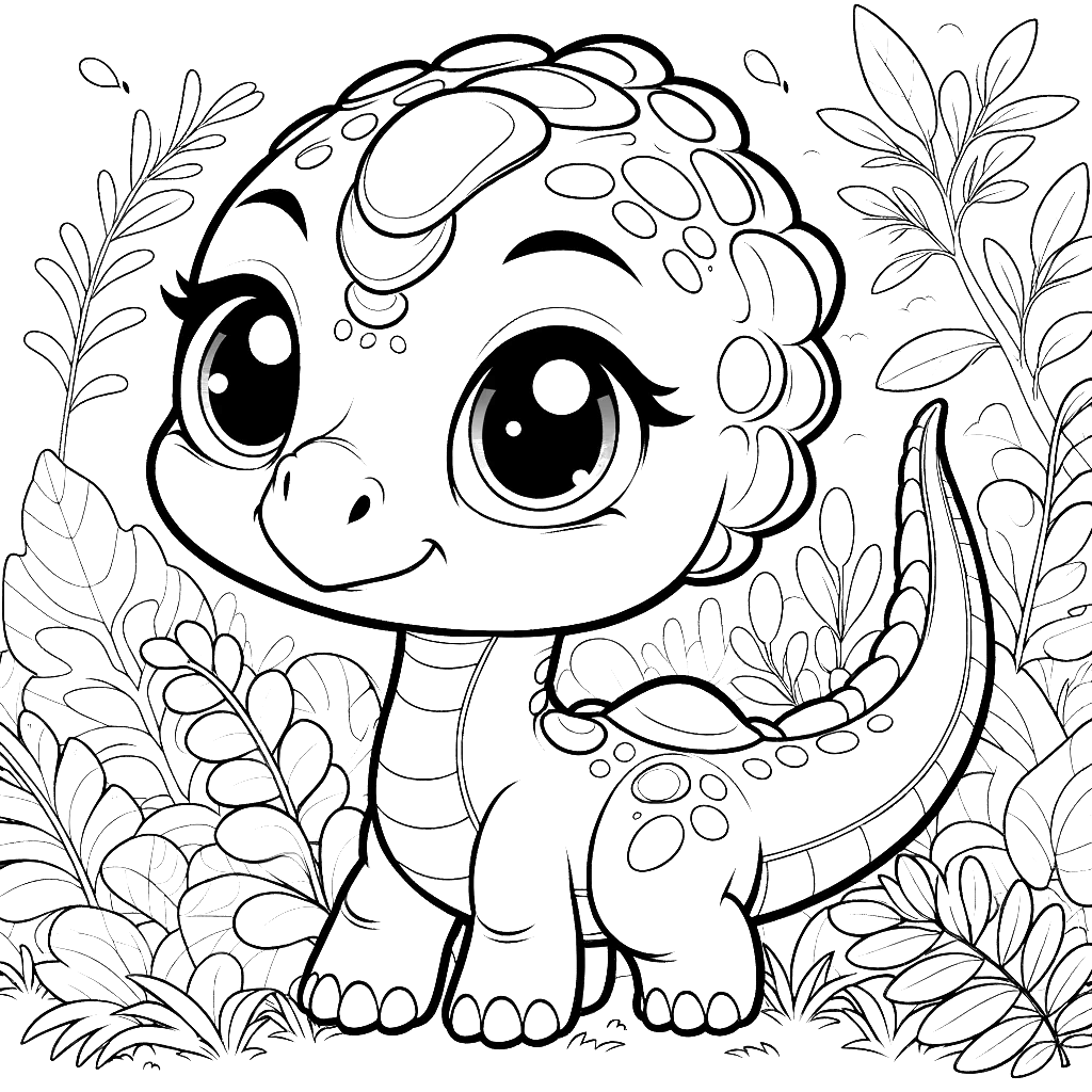 Free printable baby Stegosaurus dinosaur coloring page 10 to print and color