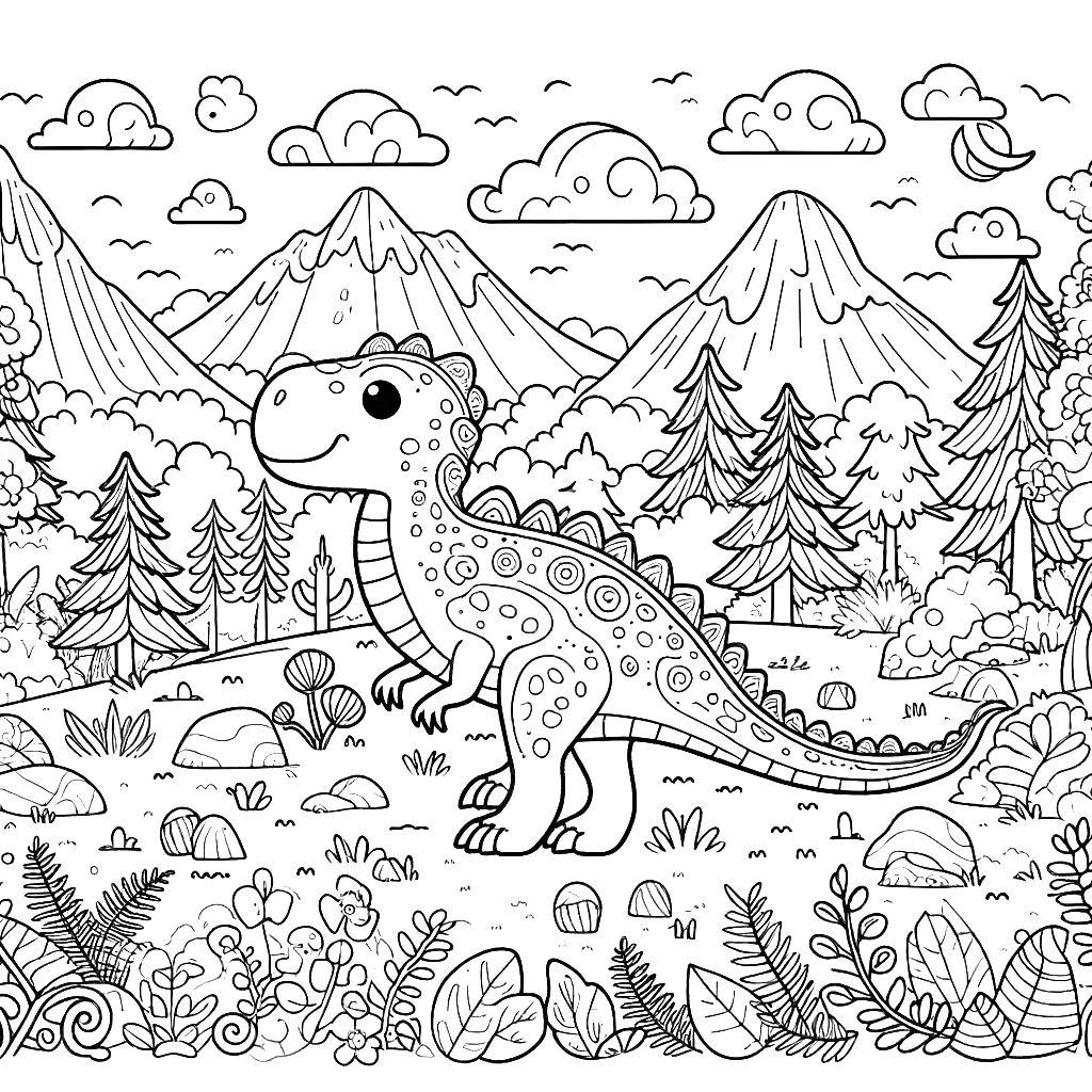 Free printable baby Stegosaurus dinosaur coloring page 5 easy to color