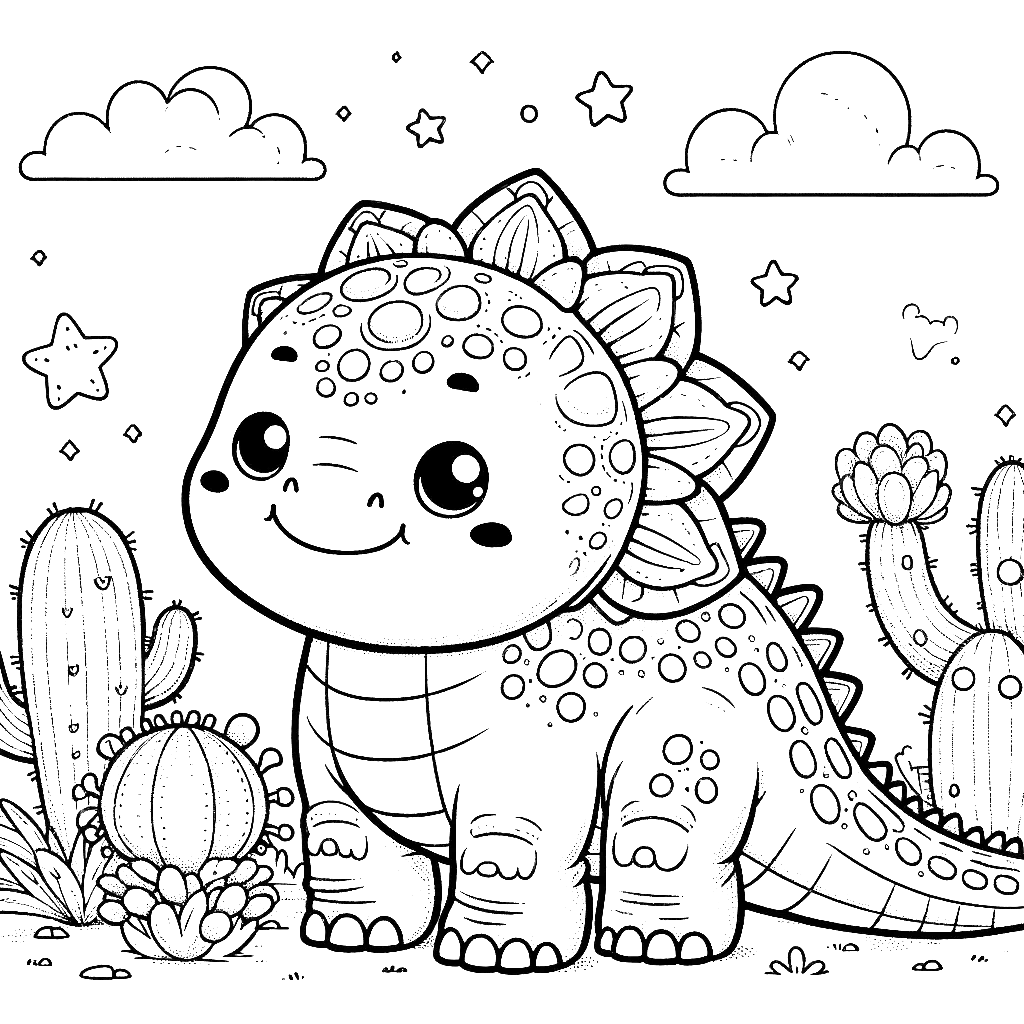 Free printable baby Stegosaurus dinosaur coloring page 8