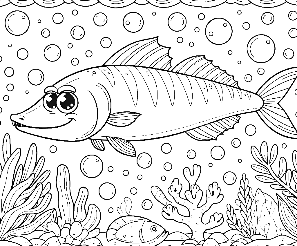 Free printable barracuda coloring page 3 to print and color