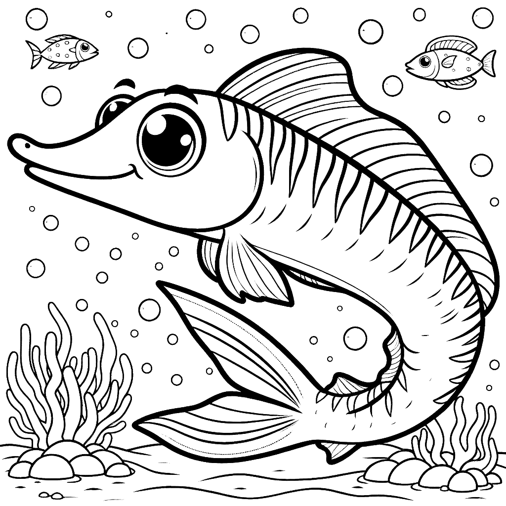 Free printable barracuda coloring page 7 for kids and adults