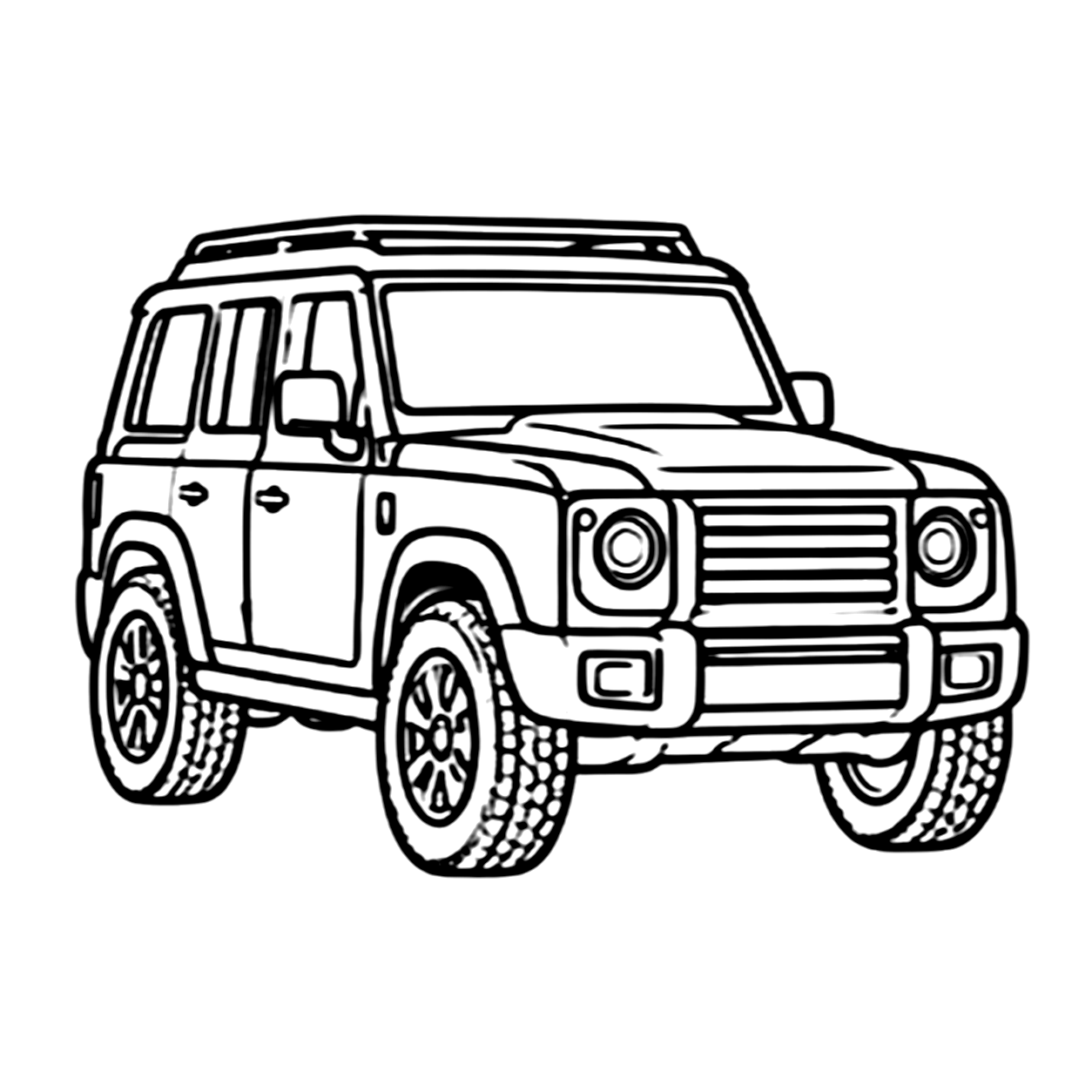 Boxy off road suv coloring page 2: a boxy off-road SUV to print and color
