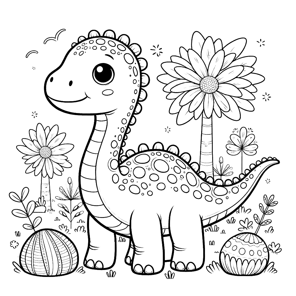 Free printable Brachiosaurus dinosaur coloring page 11 black and white outline
