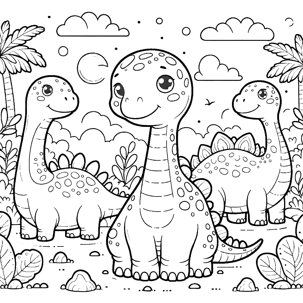 Free printable Brachiosaurus dinosaur coloring page 12 easy to color