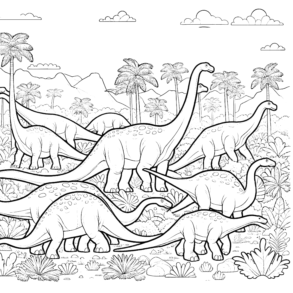 Free printable Brachiosaurus dinosaur coloring page 19 easy to color
