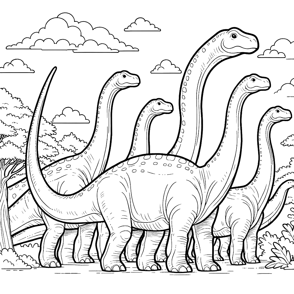 Free printable Brachiosaurus dinosaur coloring page 20 detailed line art