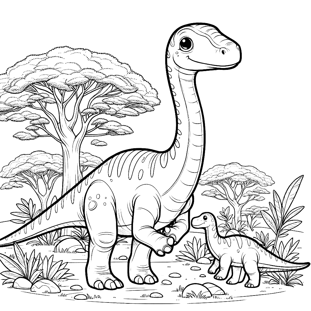 Free printable Brachiosaurus dinosaur coloring page 21 for kids and adults