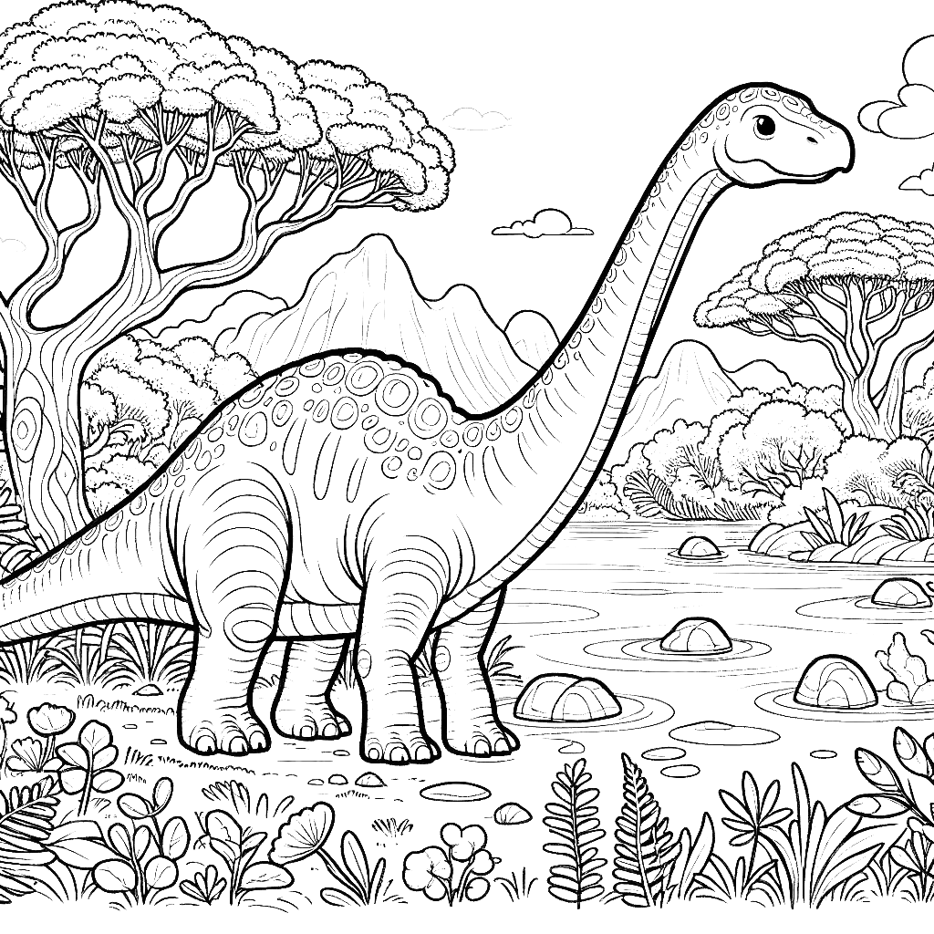 Free printable Brachiosaurus dinosaur coloring page 22