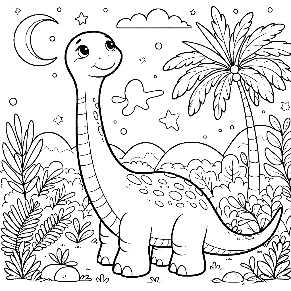Free printable Brachiosaurus dinosaur coloring page 23 for kids