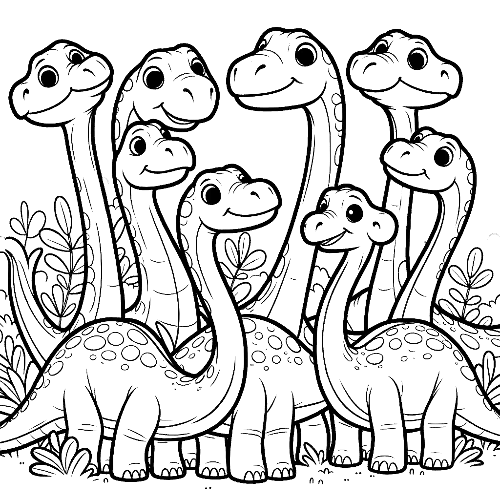 Free printable Brachiosaurus dinosaur coloring page 27 detailed line art