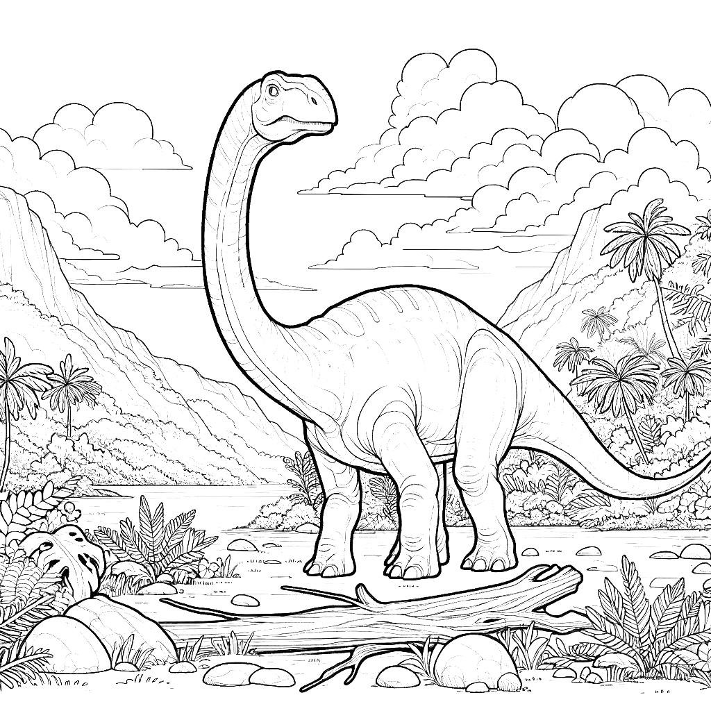 Free printable Brachiosaurus dinosaur coloring page 29