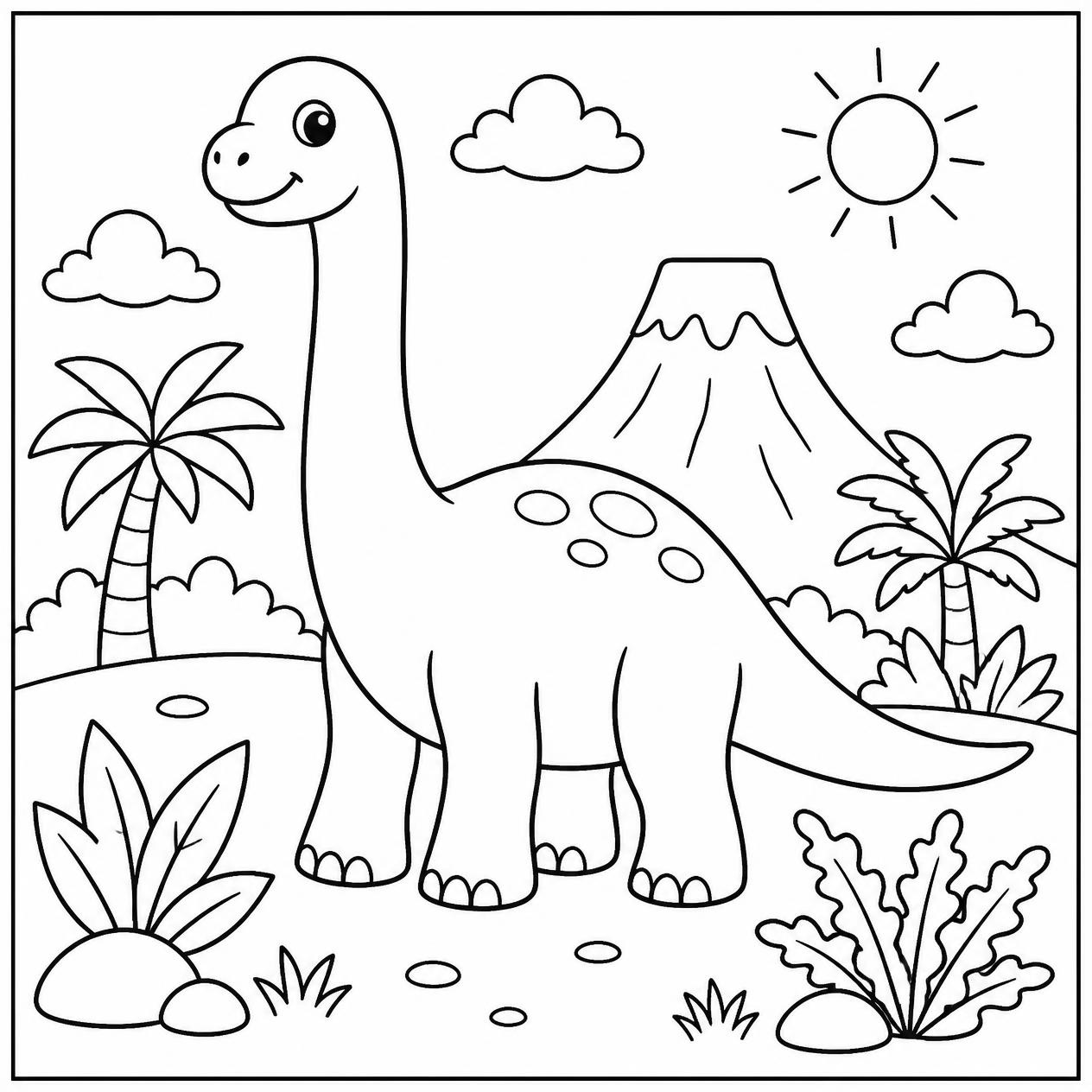 Free printable Brachiosaurus dinosaur coloring page 3 to print and color