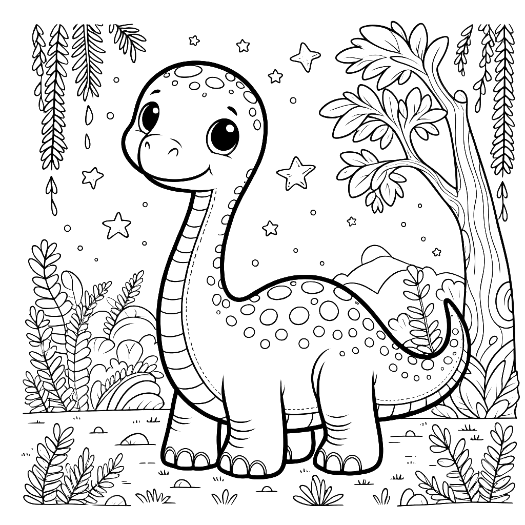 Free printable Brachiosaurus dinosaur coloring page 30 for kids