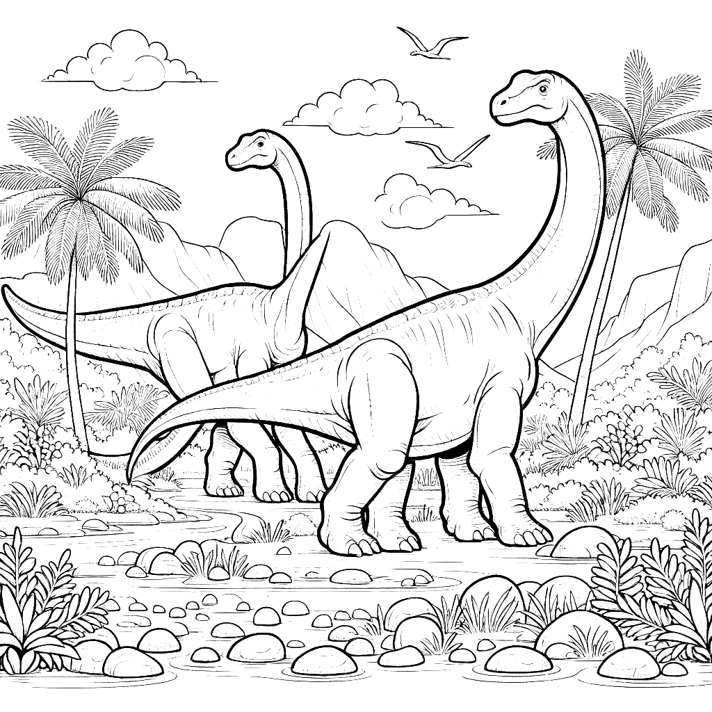 Free printable Brachiosaurus dinosaur coloring page 8