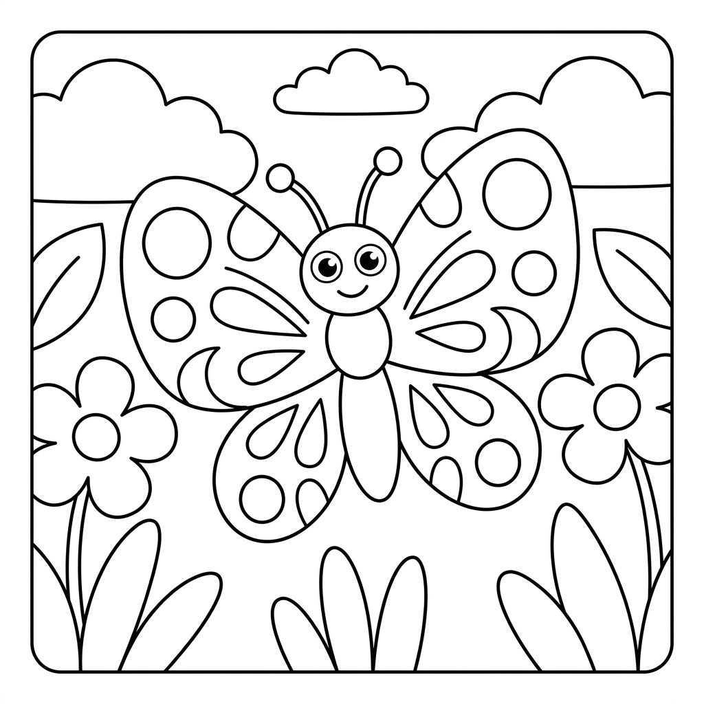 Free printable butterfly coloring page 2 for kids