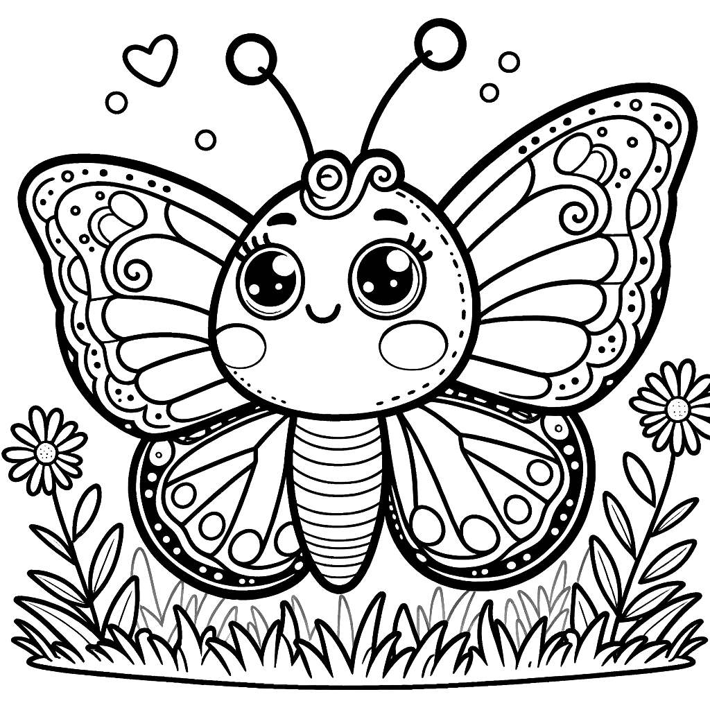 Free printable butterfly coloring page 4 black and white outline