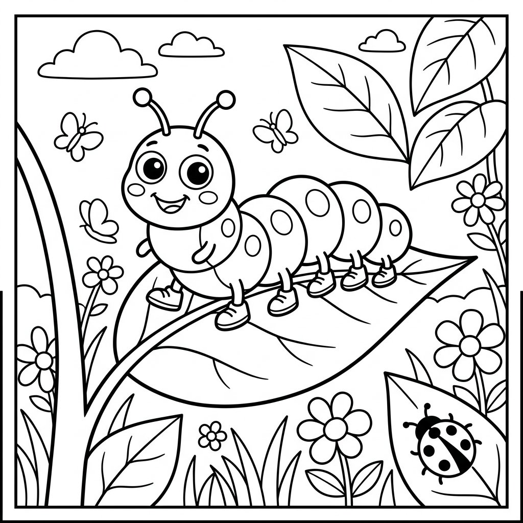 Free printable caterpillar coloring page 1