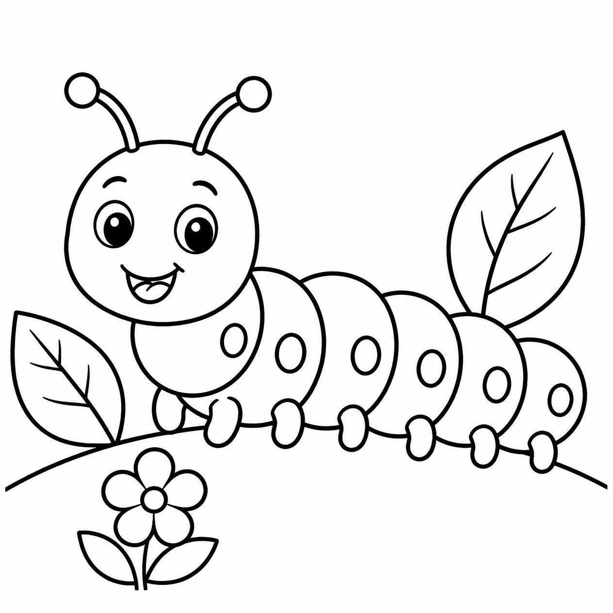 Free printable caterpillar coloring page 2 for kids