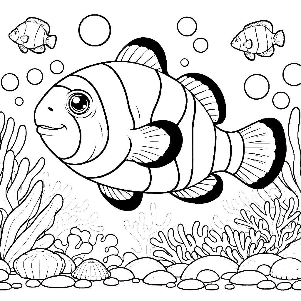 Free printable clownfish coloring page 3 to print and color