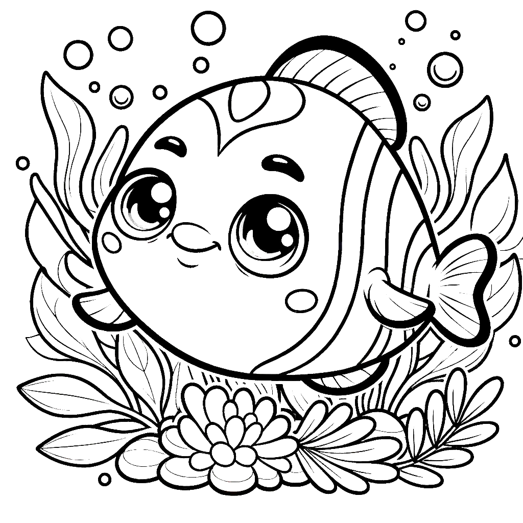 Free printable clownfish coloring page 4 black and white outline