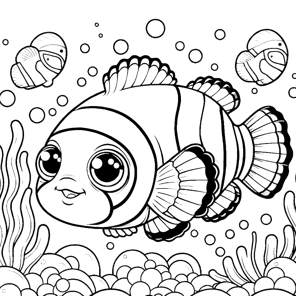 Free printable clownfish coloring page 7 for kids and adults