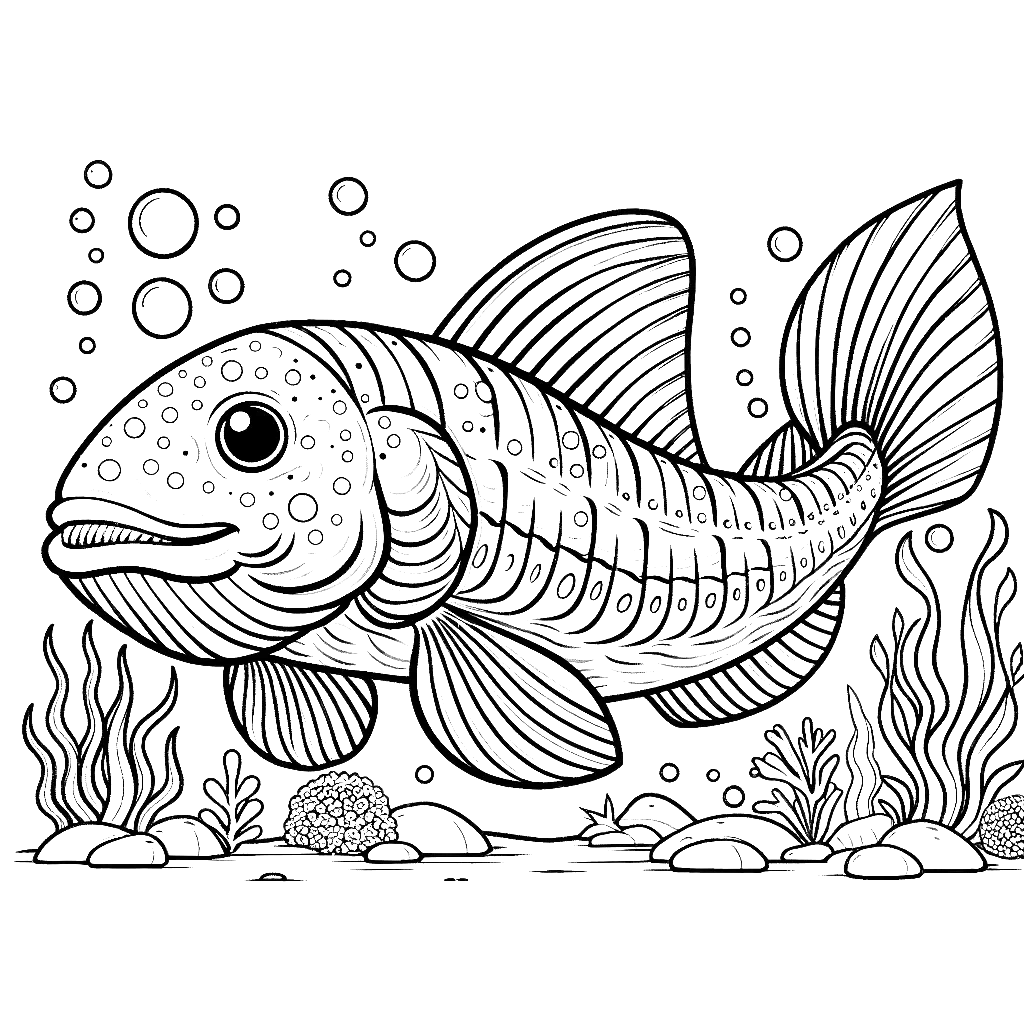 Free printable coelacanth coloring page 1
