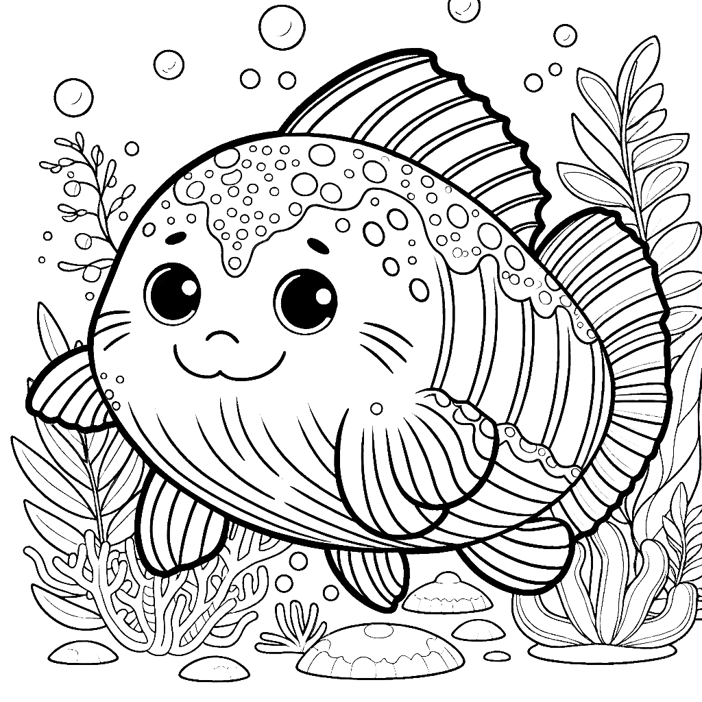 Free printable coelacanth coloring page 2 for kids